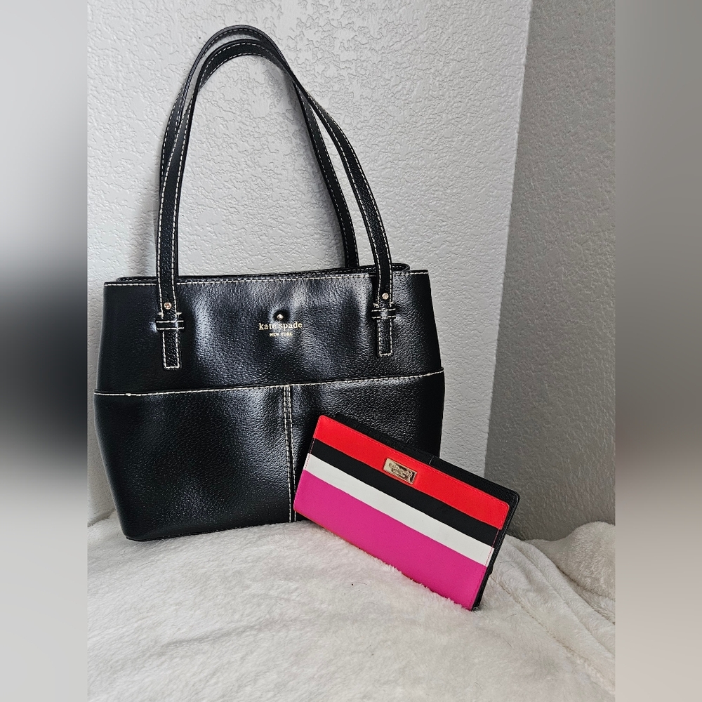 Kate Spade Black Grand Street Gabriel Bag And Wallet